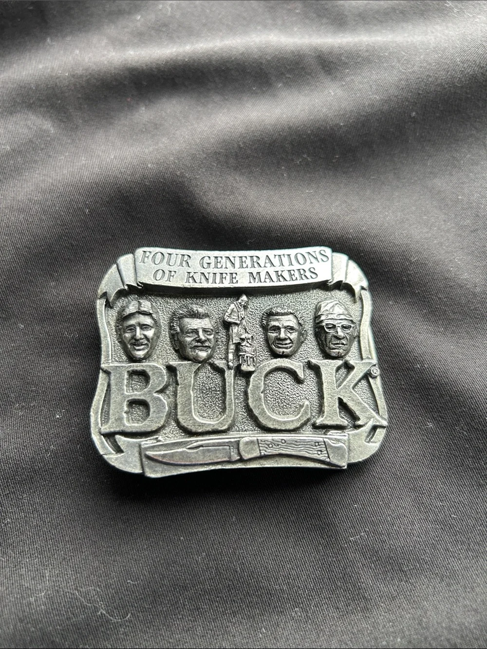 Four generations of knife makers belt buckle Buck Knives smoky mountain knife